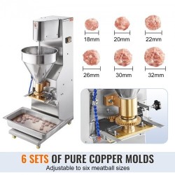 Sähköinen lihapullakone ruostumatonta terästä 1100W kuparimuotit 18–32 mm