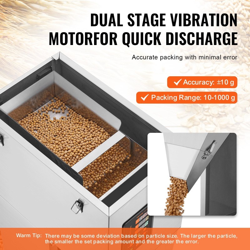 Puoliautomaattinen rakeiden täyttökone 304-ruostumaton teräs 10–1000 g papuja siemeniä viljaa teetä