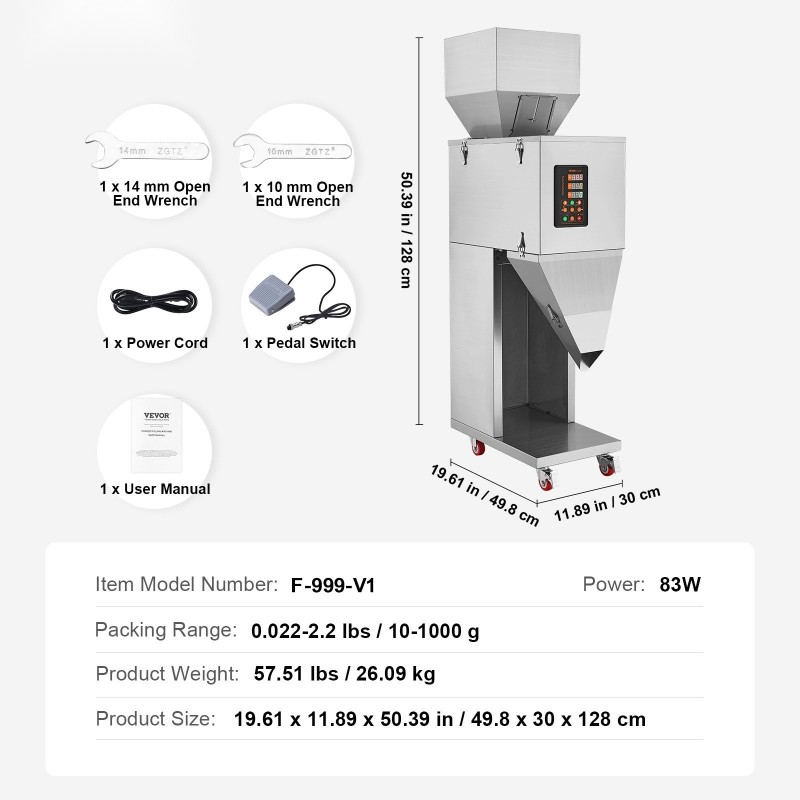 Puoliautomaattinen rakeiden täyttökone 304-ruostumaton teräs 10–1000 g papuja siemeniä viljaa teetä