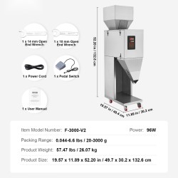 Puoliautomaattinen täyttökone rakeille 20–3000 g ruostumaton teräs integroitu vaaka jalkapoljin