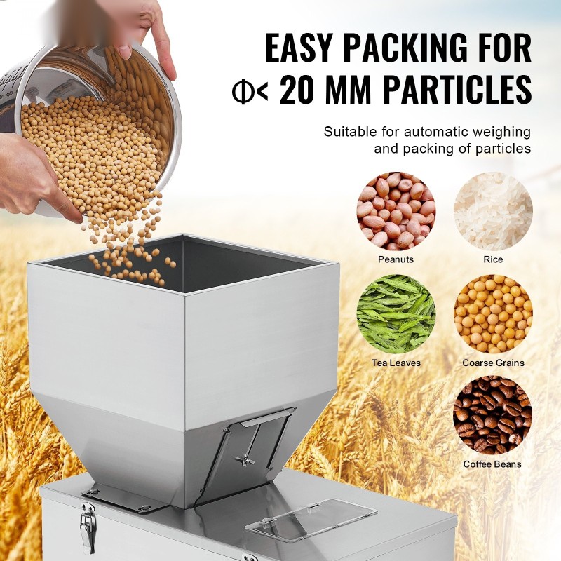 Punnitseva täyttökone puoliautomaattinen 20–5000 g 304-ruostumaton teräs jalkapoljin rakeisille tuotteille