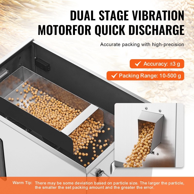 Jauhe- ja rakeentäyttökone puoliautomaattinen 10–500 grammaa elintarvikekäyttöön 304-ruostumaton teräs