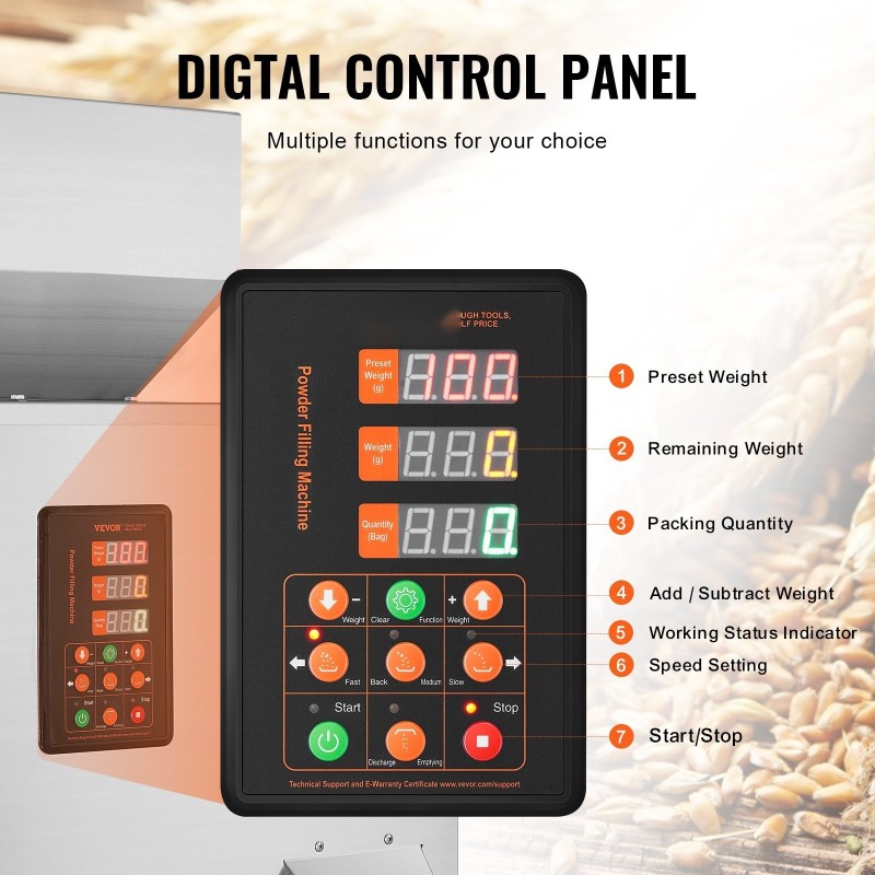 Jauhe- ja rakeentäyttökone puoliautomaattinen 10–500 grammaa elintarvikekäyttöön 304-ruostumaton teräs