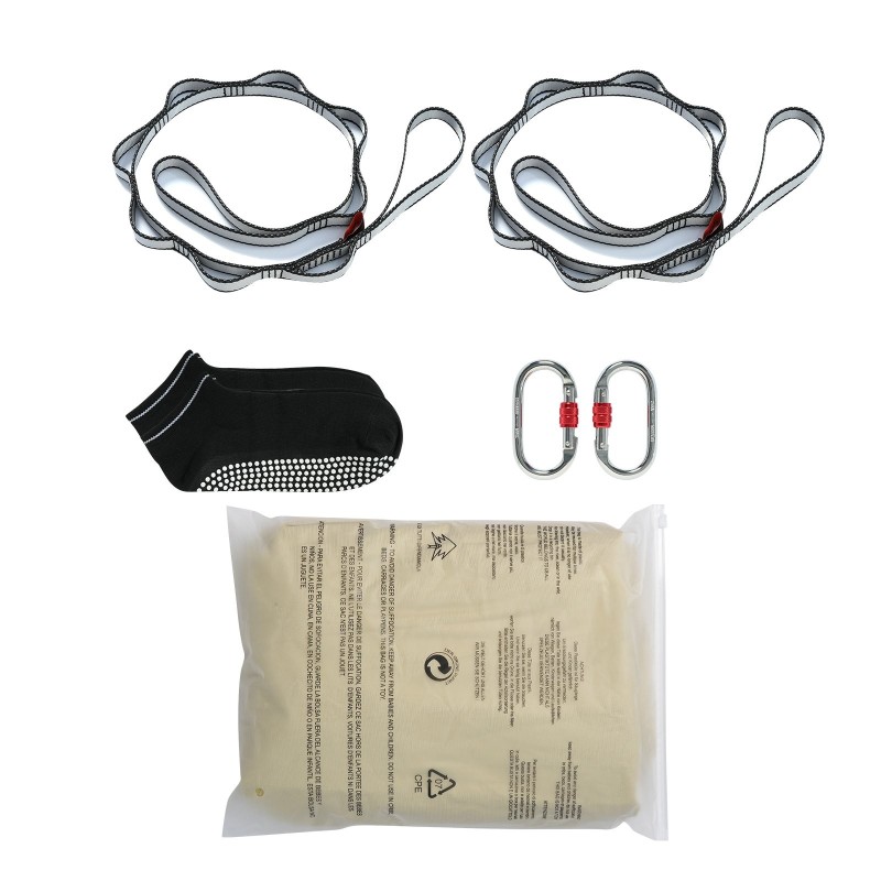 Ilmailujoogariippumatto nailonkangas 100 g/m² 4 x 2,8 m kulta kiinnityspaketti mukana