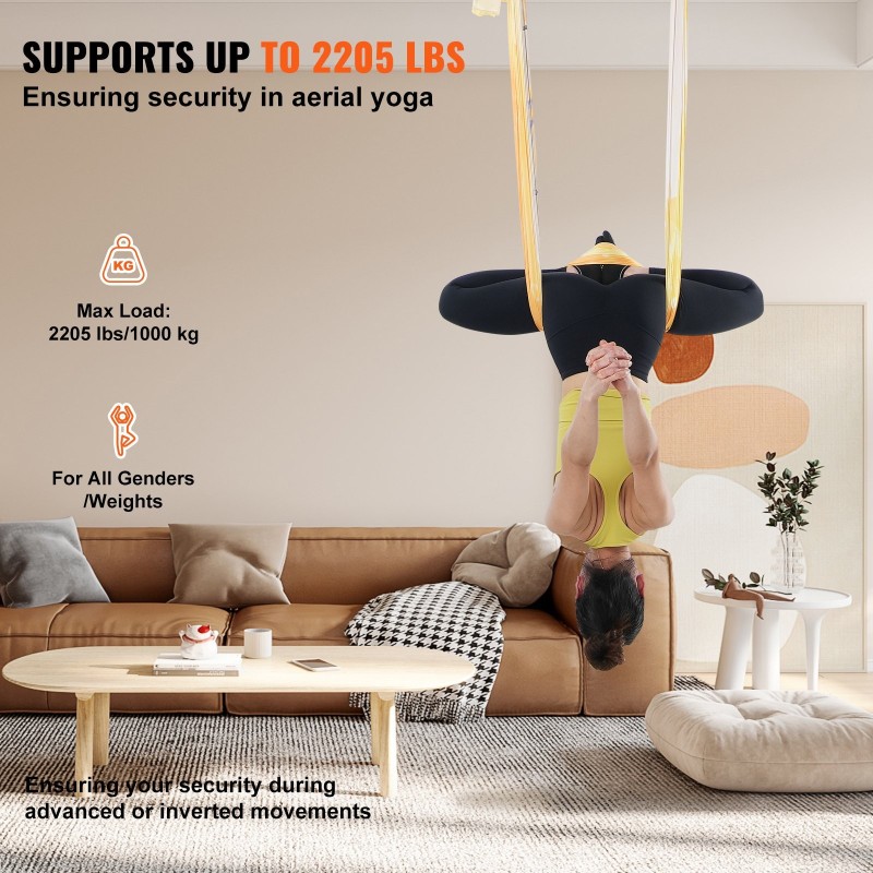 Ilmajoogariippumatto 100 gsm nylonkangas 5 x 2,8 m 1000 kg asennustarvikkeilla kulta