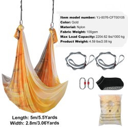 Ilmajoogariippumatto 100 gsm nylonkangas 5 x 2,8 m 1000 kg asennustarvikkeilla kulta