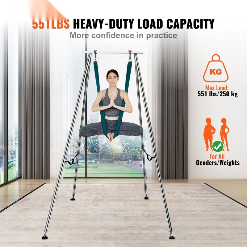 Ilmajoogateline kromipinnoitettu teräsrunko ja polyesteririippumatto 250 kg maksimikuorma sisä- ja ulkokäyttöön vihreä