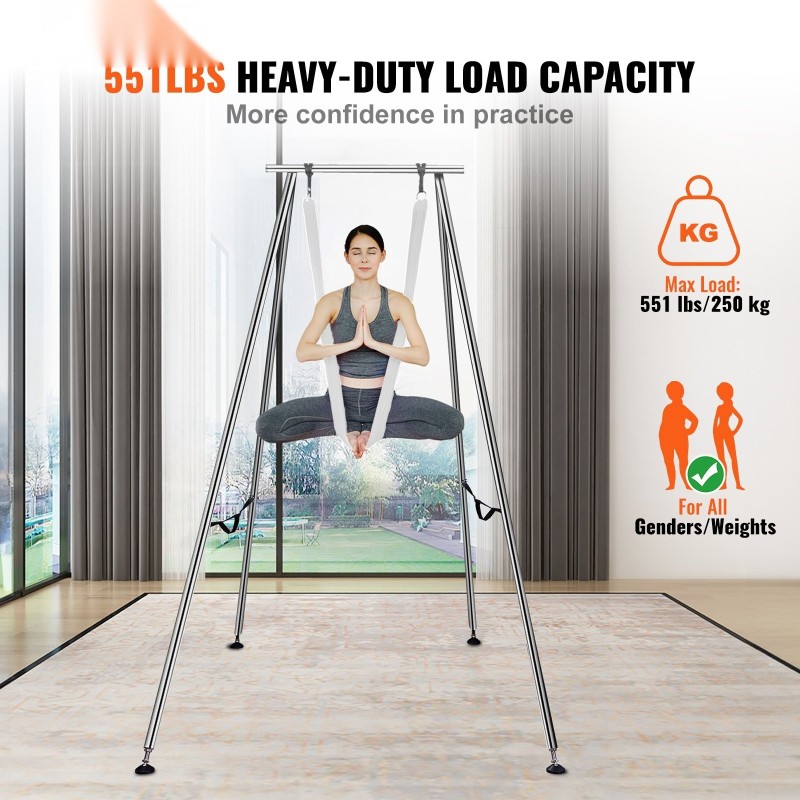 Ilmajoogakehikko kromipinnoitetusta teräksestä ja polyesteriliina 250 kilogramman kantavuus