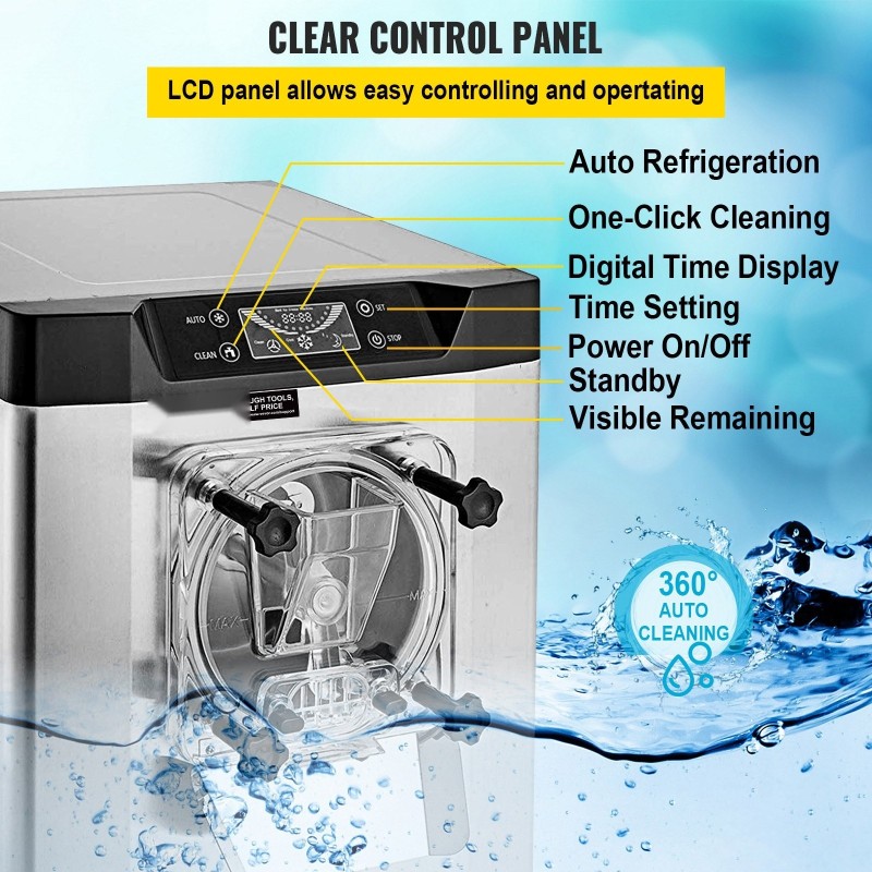 Pöytämallinen kovajäätelökone 304 ruostumatonta terästä 4,2 l sylinterillä 16–20 l tunnissa