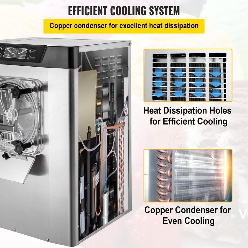 Pöytämallinen kovajäätelökone 304 ruostumatonta terästä 4,2 l sylinterillä 16–20 l tunnissa