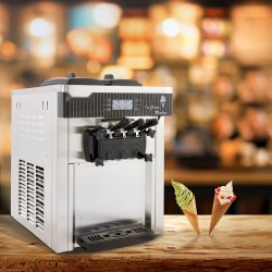 Pöytämallinen pehmytjäätelökone ruostumaton teräs 2200 watin kaksi kuuden litran säiliötä ravintoloihin
