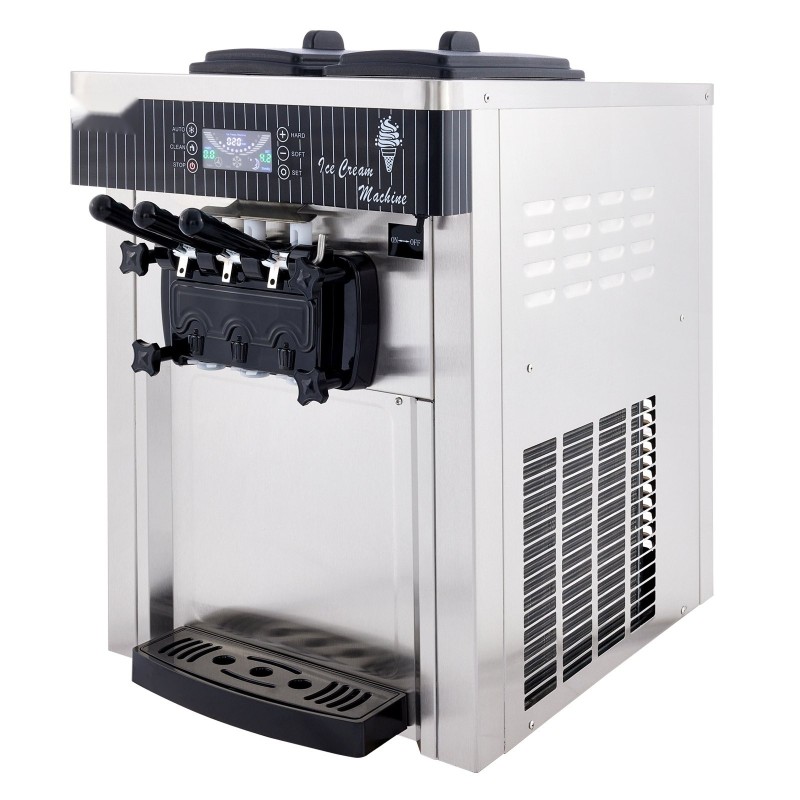 Pöytämallinen pehmytjäätelökone ruostumaton teräs 2200 watin kaksi kuuden litran säiliötä ravintoloihin
