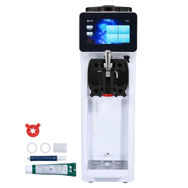 Pöytämallinen pehmytjääkonelaite ruostumatonta terästä 10 litraa tunnissa 900 wattia 4 litran ainesäiliö