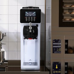 Pöytämallinen pehmytjäätelökone ammattilaiskäyttöön 10L/h 900W 4L säiliö 1.6L sylinteri ruostumaton teräs