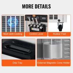 Pehmytjäätelökone ammattikäyttöön kaksi yhdeksän litran ruostumatonta terässäiliötä 34–44 litraa tunnissa