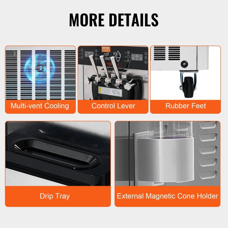 Pehmytjäätelökone ammattikäyttöön kaksi yhdeksän litran ruostumatonta terässäiliötä 34–44 litraa tunnissa