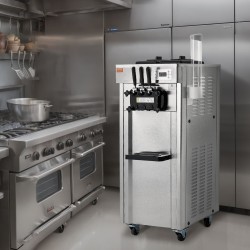 Pehmytjäätelökone ruostumatonta terästä kolme makua kaksi 4,3 litran säiliötä 21–31 litraa tunnissa