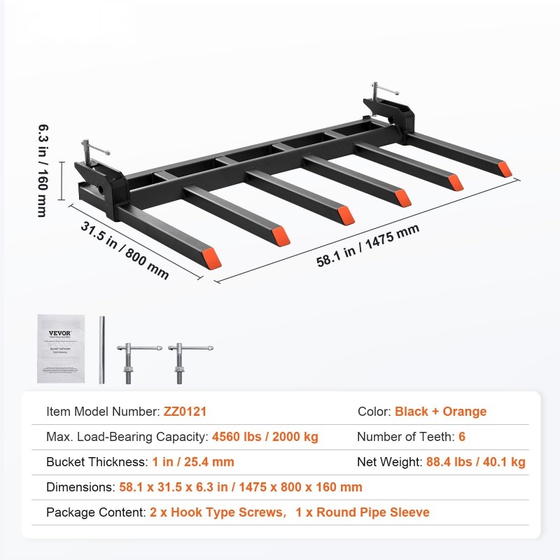 Purupiikit seosterästä 60 tuuman kauhaan 2000 kg 6 hammasta