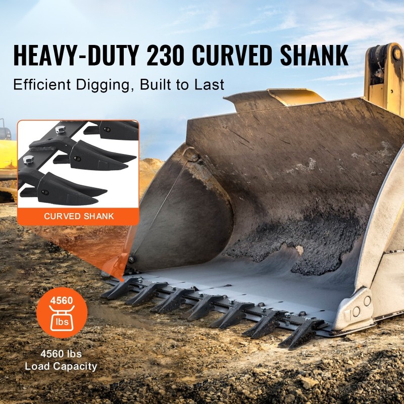 Hammastanko 1300 mm Q345-seosteräs 7 hammasta 2000 kg kantavuus traktorin kauhaan