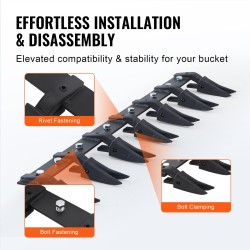 Hammastanko 1300 mm Q345-seosteräs 7 hammasta 2000 kg kantavuus traktorin kauhaan