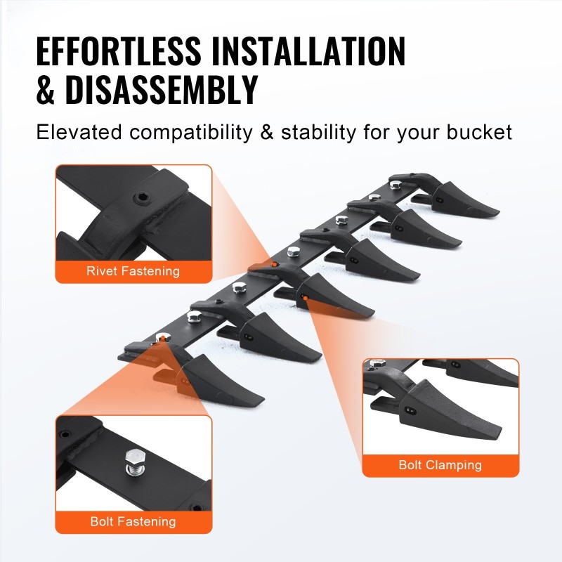 Kauhan hammastanko Q345 seosteräs 1200 mm 6 hammasta 2000 kg traktorille