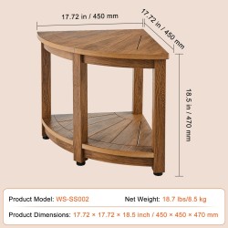 Kulmamallinen suihkupenkki puukuviollinen polystyreeni vesitiivis säilytyshylly säädettävät jalkatassut mitat 450x450x470 mm