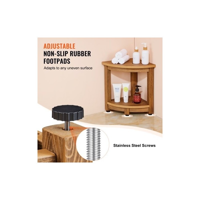 Kulmamallinen suihkupenkki puukuviollista polystyreeniä 430 mm korkea ja vesitiivis säilytyshyllyllä