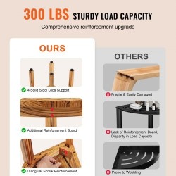 Teak-puinen kulmasuihkupenkki 316 mm korkea 136 kg kantavuus alahylly sisä- ja ulkokäyttöön