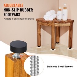 Teak-puinen kulmasuihkupenkki 316 mm korkea 136 kg kantavuus alahylly sisä- ja ulkokäyttöön