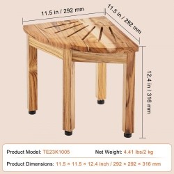 Teak-puinen kulmasuihkupenkki 316 mm korkea 136 kg kantavuus alahylly sisä- ja ulkokäyttöön