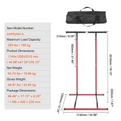 Dippiteline ja leuanvetoteline hiiliteräs kaksitasoinen korkeudensäätö sadan kilogramman kantavuus kotikuntosaliin