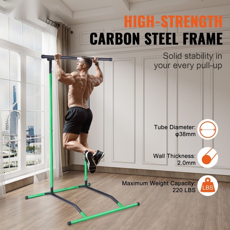 Leuanvetoteline ja dippiasema hiiliteräsrunko kaksi korkeustasoa kotikäyttöön 100 kiloa