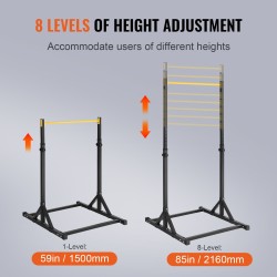 Dippi- ja leuanvetoteline hiiliteräs 8-portainen korkeussäätö 150 kg kantavuus kotikäyttöön