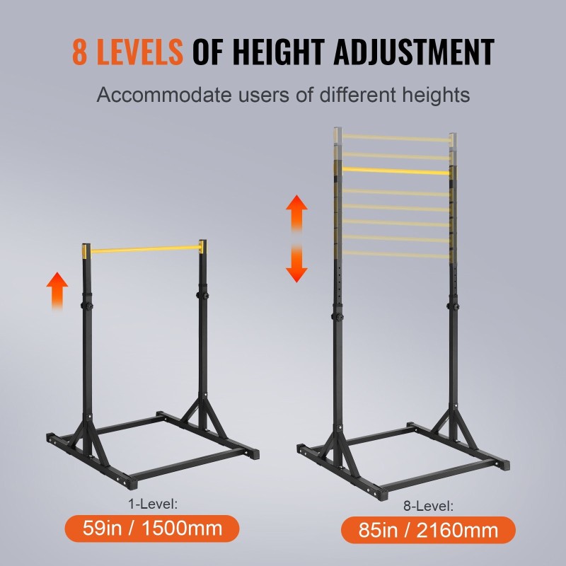 Dippi- ja leuanvetoteline hiiliteräs 8-portainen korkeussäätö 150 kg kantavuus kotikäyttöön