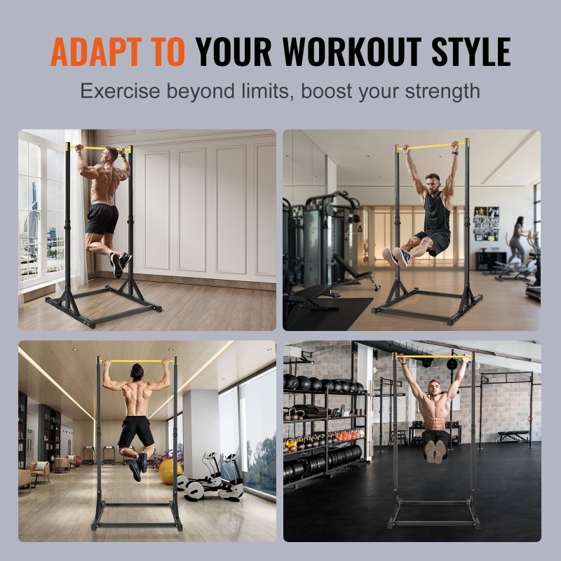 Dippi- ja leuanvetoteline hiiliteräs 8-portainen korkeussäätö 150 kg kantavuus kotikäyttöön