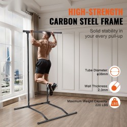 Dip- ja leuanvetoteline hiiliteräs musta kaksitasoinen irrotettava 100 kg kotikuntosali