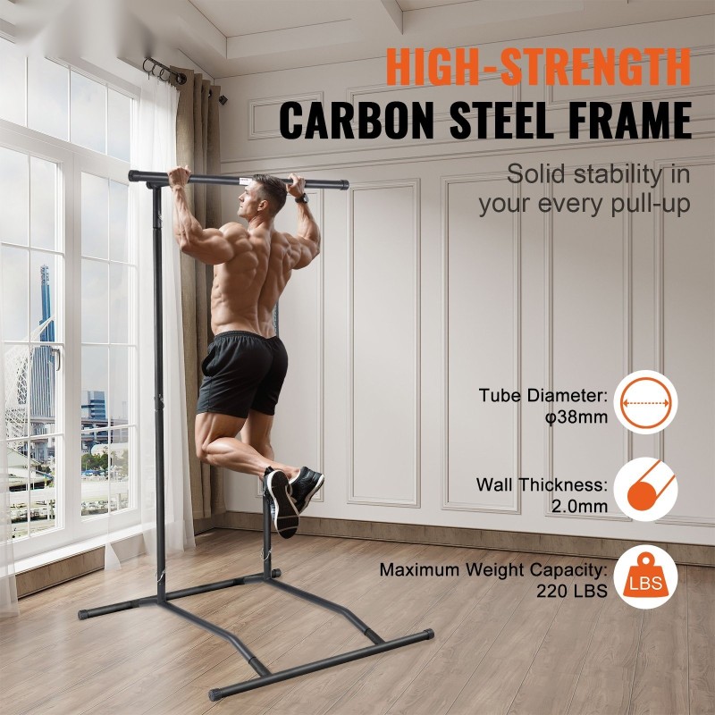 Dip- ja leuanvetoteline hiiliteräs musta kaksitasoinen irrotettava 100 kg kotikuntosali