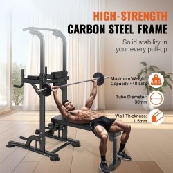 Leuanvetoteline ja dippiasema hiiliteräsrunko kymmenportainen korkeussäätö irrotettava kaksiasentoinen penkki selkänoja