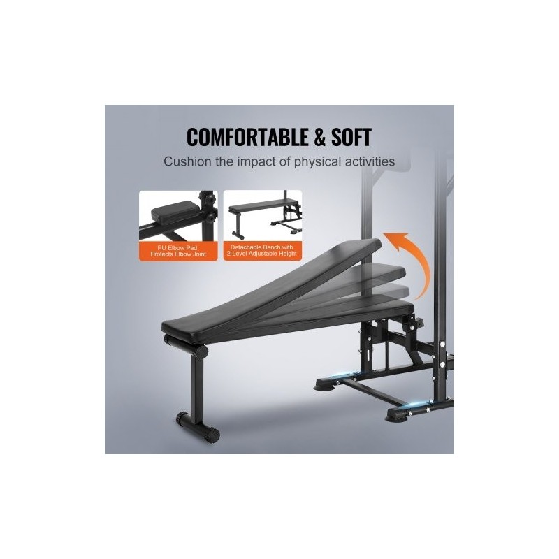 Leuanvetoteline ja dippiasema hiiliteräsrunko kymmenportainen korkeussäätö irrotettava kaksiasentoinen penkki selkänoja