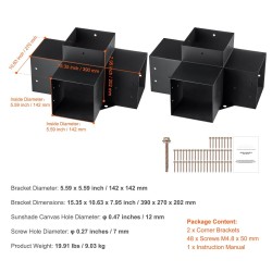 Pergolakulmaraudat nelisuuntaiset hiiliteräksestä 6x6 tuumaa sisämitat 5 6x5 6 2 kpl ulkokäyttöön