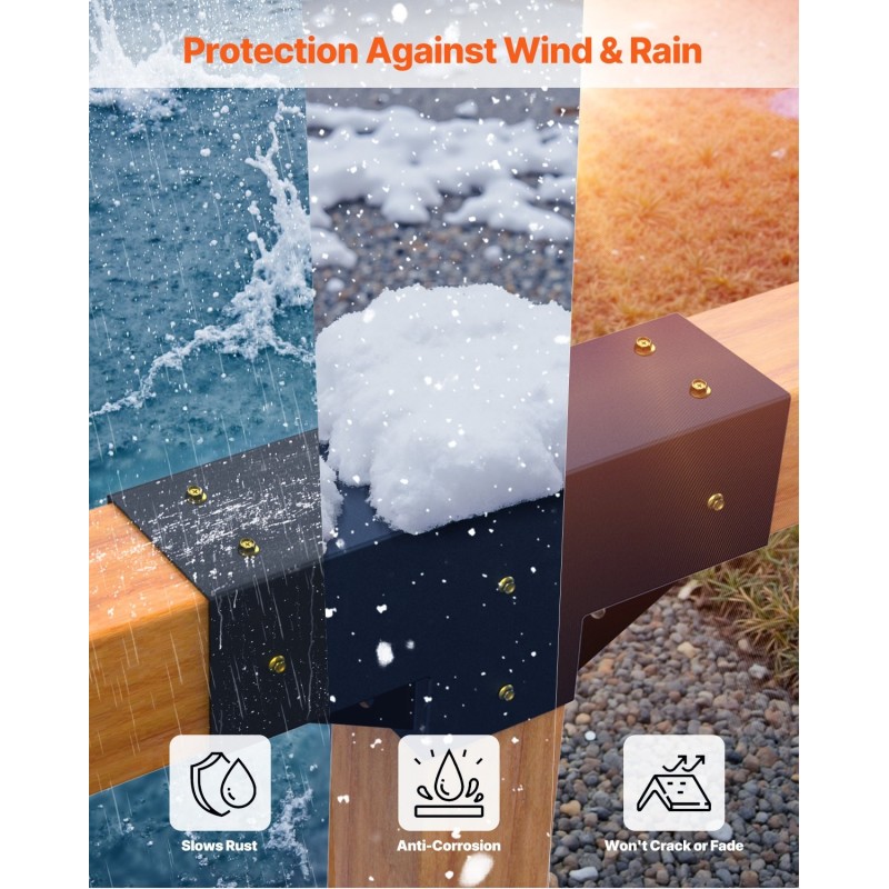 Pergolakannatin hiiliteräs 92x92 millimetriä neljä kappaletta T-muotoinen ulkokäyttöön