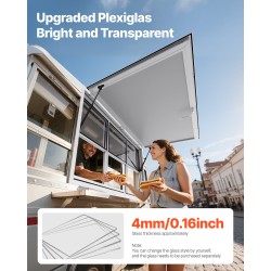 Myyntiluukku alumiiniseos 152×92 cm 6 liukuikkunaa ylösaukeava 85 asteen hyttysverkolla ruokarekkoihin