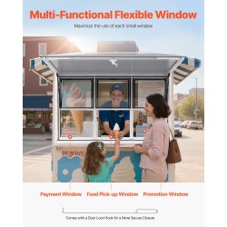 Myyntiluukku alumiiniseos 152×92 cm 6 liukuikkunaa ylösaukeava 85 asteen hyttysverkolla ruokarekkoihin