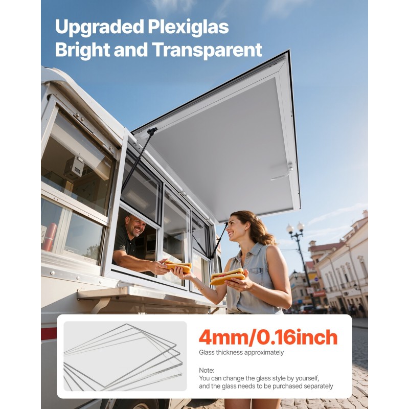 Palveluikkuna alumiiniseos 152x92 cm 6 liukuikkunaa markiisiovi myyntivaunuihin