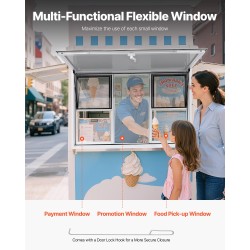 Palveluikkuna alumiiniseos 152x92 cm 6 liukuikkunaa markiisiovi myyntivaunuihin