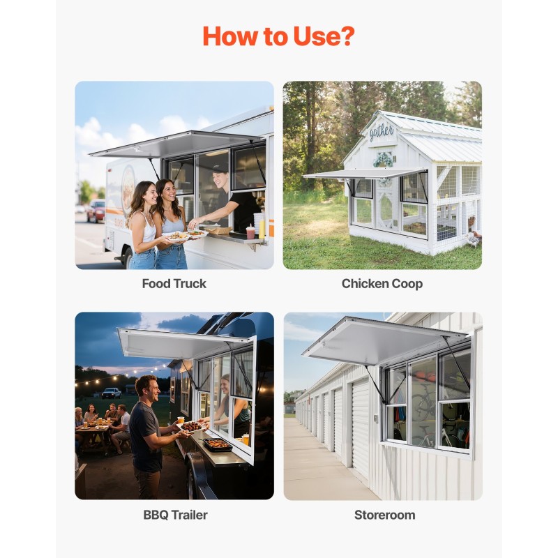 Palveluikkuna alumiiniseos 152x92 cm 6 liukuikkunaa markiisiovi myyntivaunuihin