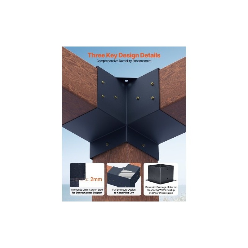 Pergolan kulmarautasarja 6x6 sisämitat 5,6x5,6 2 mm hiiliteräs 8 kpl ulkorakenteisiin