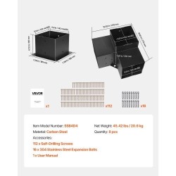 Pergolan kulmarautasarja 6x6 sisämitat 5,6x5,6 2 mm hiiliteräs 8 kpl ulkorakenteisiin