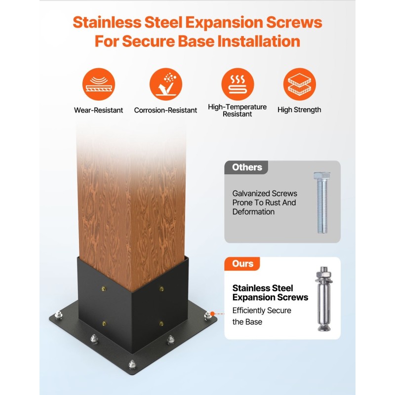 Nelisuuntainen pergolakulmakiinnikesarja 6x6 sisämitat 5.6x5.6 Q235B hiiliteräs 4 kpl puupylväille