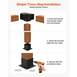 Nelisuuntainen pergolakulmakiinnikesarja 6x6 sisämitat 5.6x5.6 Q235B hiiliteräs 4 kpl puupylväille